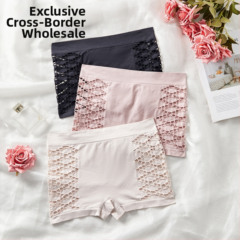 Дамски безшевни боксерки с висока талия, повдигащ ефект, дишащ найлон (90–95%), памучно чатало