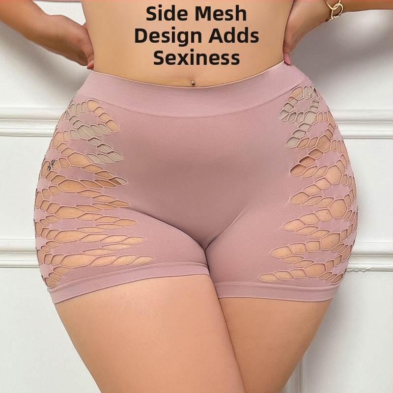 Дамски безшевни боксерки с висока талия, повдигащ ефект, дишащ найлон (90–95%), памучно чатало