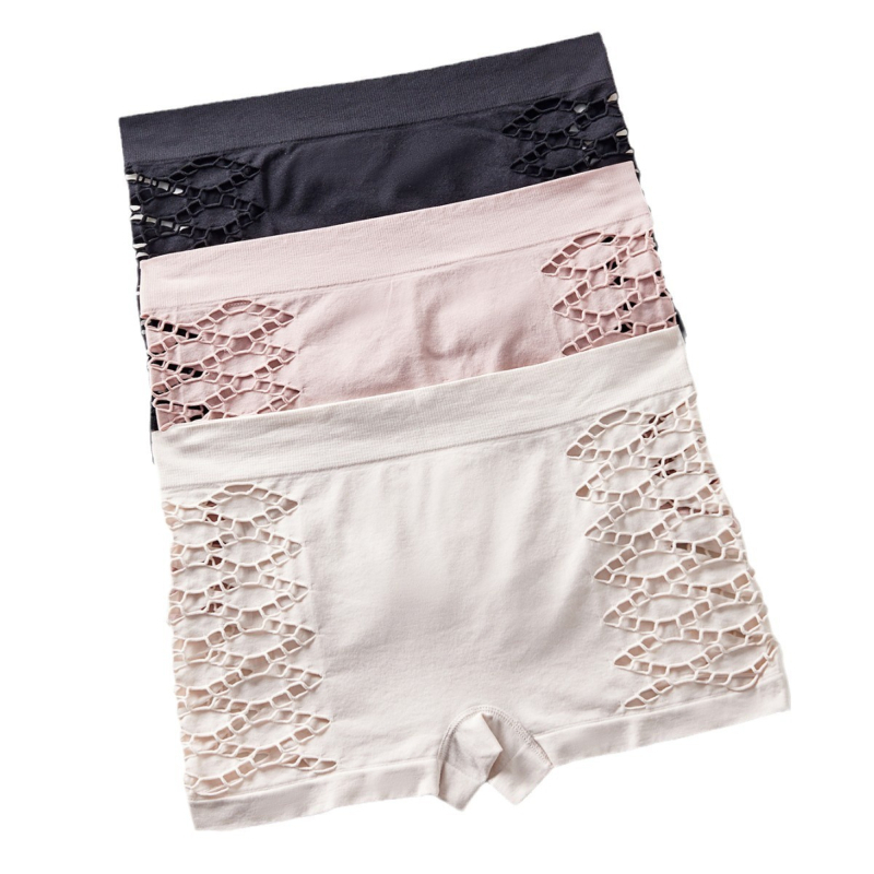 Moteriški bešūvi bokseriai su aukštu juosmeniu, kvėpuojantis nailonas 90–95%, intymiai zonai 100% medvilnė