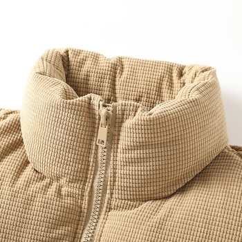 Παλτό σε κορεατικό στυλ με stand-up γιακά από βαμβάκι, κουκούλα, φερμουάρ, παχιά επένδυση, αναστρέψιμο