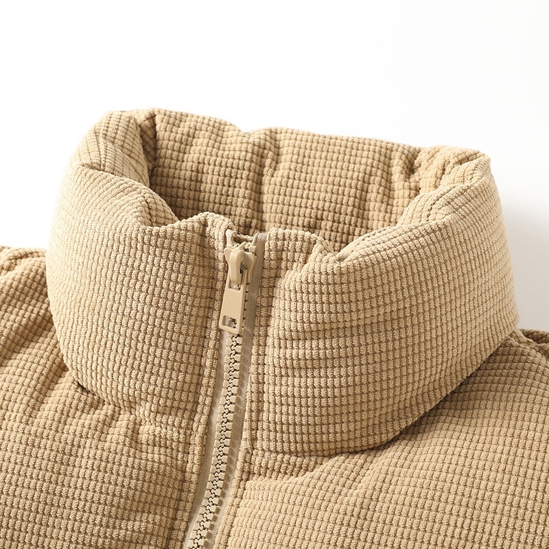 Palton din bumbac cu guler înalt, stil coreean, glugă, fermoar, căptușeală groasă, reversibil