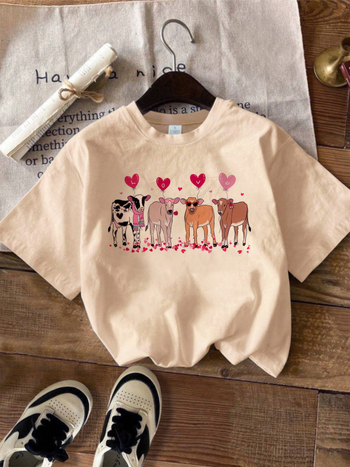 Μπλουζάκι με ζωικό σχέδιο, μίγμα πολυεστέρα-ελαστάν, εκτύπωση, στρογγυλή λαιμόκοψη, κοντό μανίκι