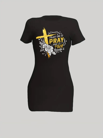 Γυναικείο φόρεμα με φλοράλ σχέδιο, midi μήκος, στρογγυλός λαιμός, κοντά μανίκια, πολυεστέρας