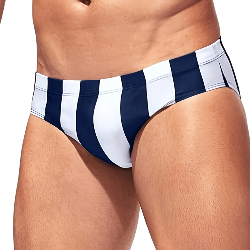 Vyriški elastiniai plaukimo šortai su vertikaliomis juostomis - poliesteris/spandeksas