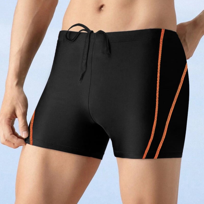 Vyrų briefs stiliaus plaukimo šortai, vieno spalvos dizainas, šoninė virvutė, poliesteris su elastanu, pamušalas poliesteriu su elastanu, tinkami treniruotėms ir plaukimui