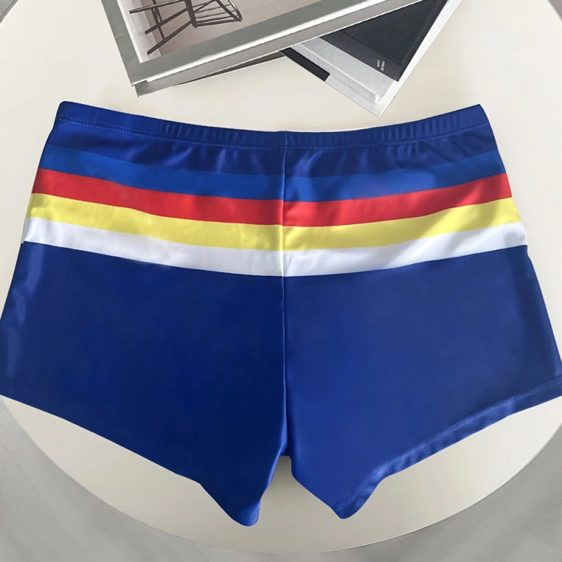 Vyriski dryžuoti maudymosi šortai su užtrauktuku, poliesterio-elastano audinys, pamušalas poliesteris, tinkami plaukimo ir treniruotėms