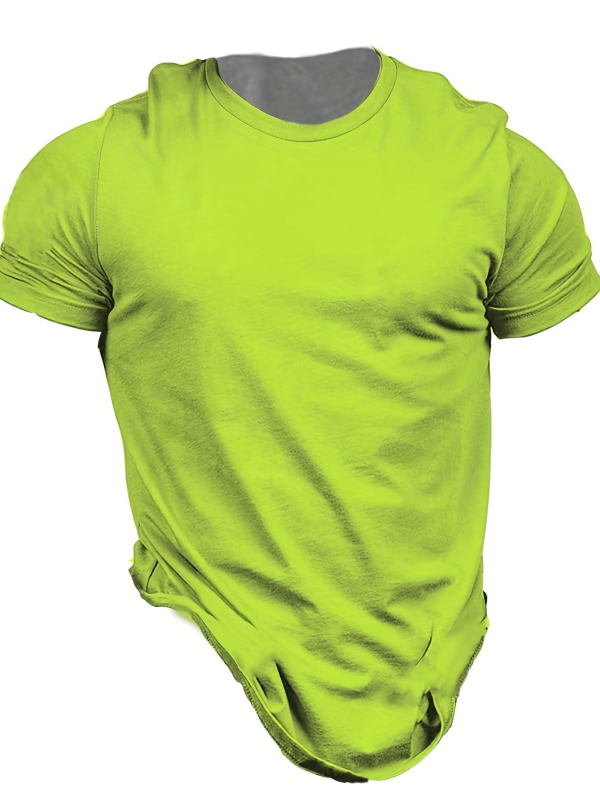 Мъжка тениска с 3D печат и геометричен флорален принт, полиестер 96% и повече, свободен силует, кръгло деколте