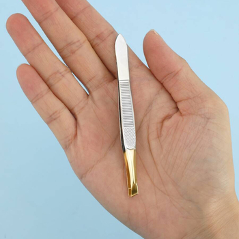 Pensetă pentru sprânene cu vârf oblic, oțel inoxidabil, clips pentru sprânene