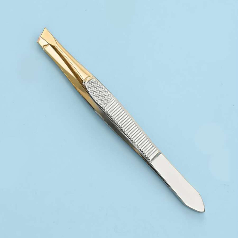 Pensetă pentru sprânene cu vârf oblic, oțel inoxidabil, clips pentru sprânene