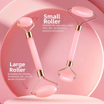 Ρολό προσώπου σε σχήμα καρδιάς από κρύσταλλο — σετ με διπλής κεφαλής μασάζ, μη ηλεκτρικό