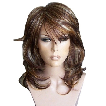 Ilga parūka, modelis L2010, augsti elastīga sieta, augstas temperatūras šķiedras, slīpi bangs, eksotisks stils