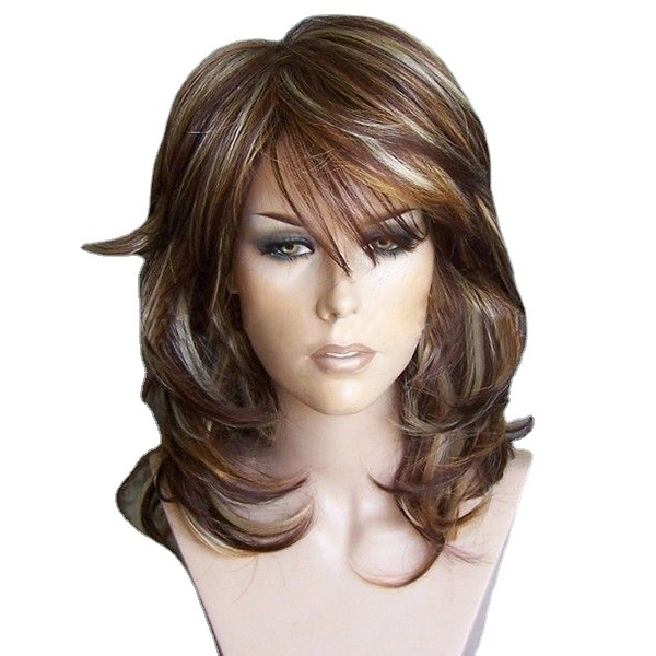 Ilga parūka, modelis L2010, augsti elastīga sieta, augstas temperatūras šķiedras, slīpi bangs, eksotisks stils