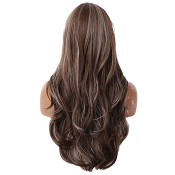 Sieviešu parūka ar garām cirtām un taisnām bangs, temperatūras izturīgas šķiedras, modeļs Pick Color Long Curls, ikdienas nēsāšanai