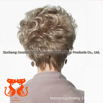 Перука със къси къдри, CPCOS SW0092, стил Ruili, термоустойчиви нишки, диагонални чела