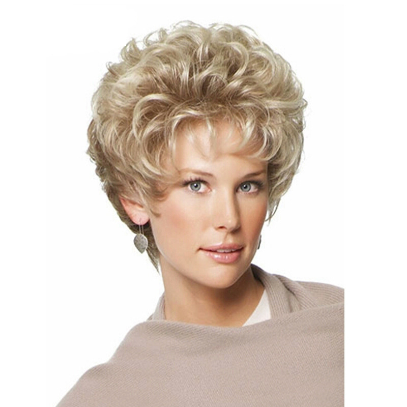 Перука със къси къдри, CPCOS SW0092, стил Ruili, термоустойчиви нишки, диагонални чела