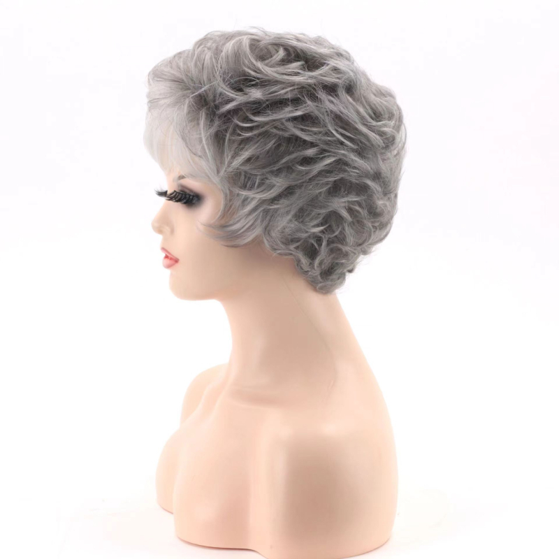 Перука с къса къдрава коса за дами – екзотичен стил, нишки с висока температура, промяна на прическата