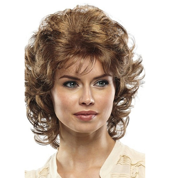 Перука с къси къдрици, косо чело, термоустойчива нишка, модел JY-3115, може да се боядисва