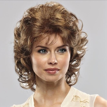 Перука с къси къдрици, косо чело, термоустойчива нишка, модел JY-3115, може да се боядисва