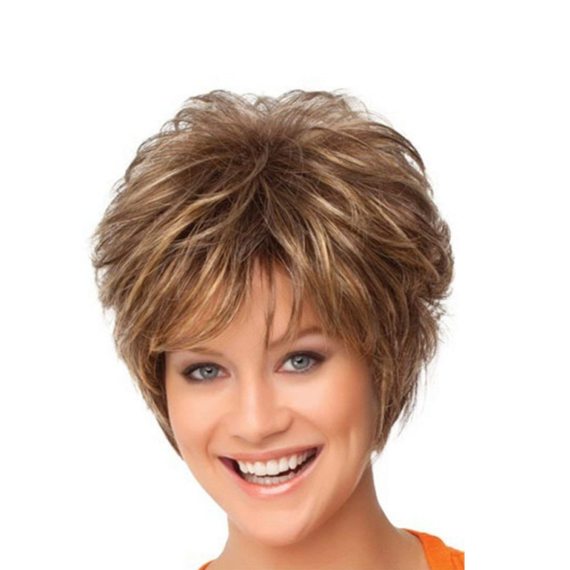 Перука с къси къдри, наклонени челки, винтидж стил, термоустойчива нишка, модел Wi1123/3700, за жени