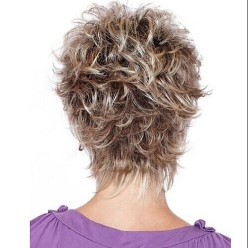 Σύντομη κυματιστή περούκα με gradient φινίρισμα, ίνες θερμοανθεκτικές, μοντέρνος στυλ, μοντέλο XL-010883-DF, δυνατότητα βαφής.