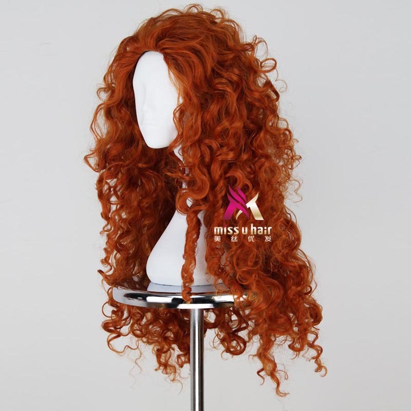 Аниме cosplay перука Мерида, принцеса Brave – термоустойчива коса, пухкави къдри, за cosplay
