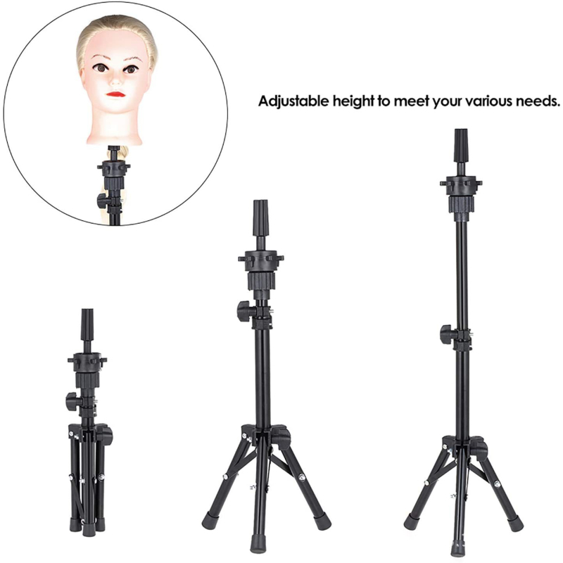 Reguliuojamas galvos formos laikiklis manekeniui su tiesiais šilko plaukais, vidutinio ilgio, natūralus odos atspalvis