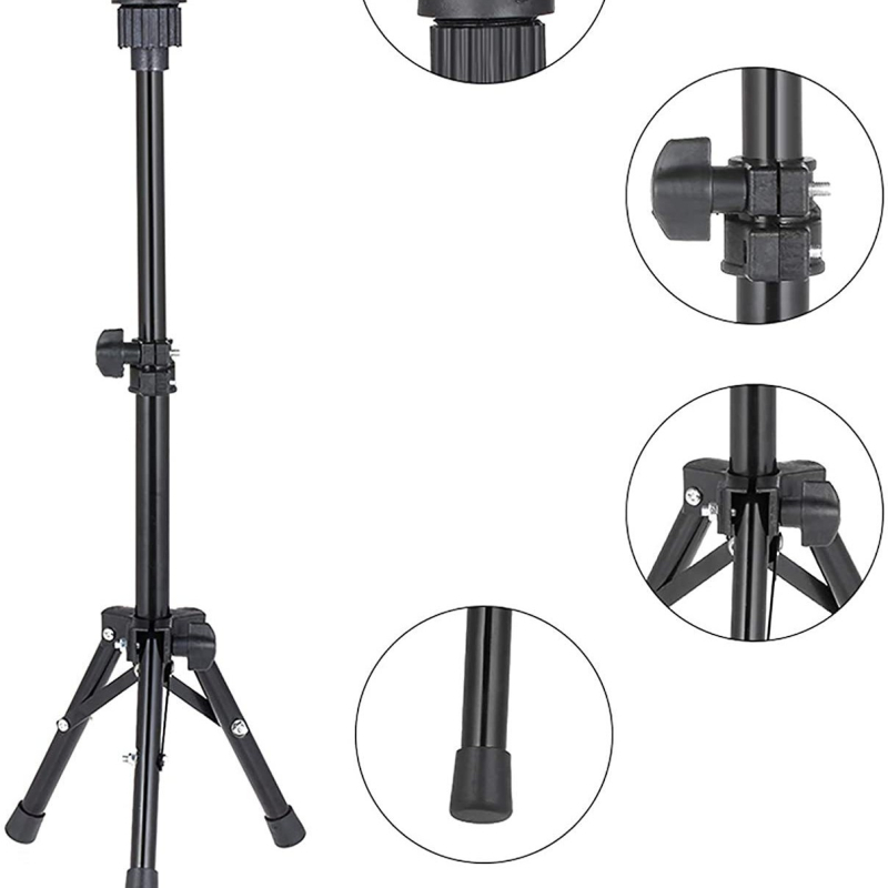 Reguliuojamas galvos formos laikiklis manekeniui su tiesiais šilko plaukais, vidutinio ilgio, natūralus odos atspalvis