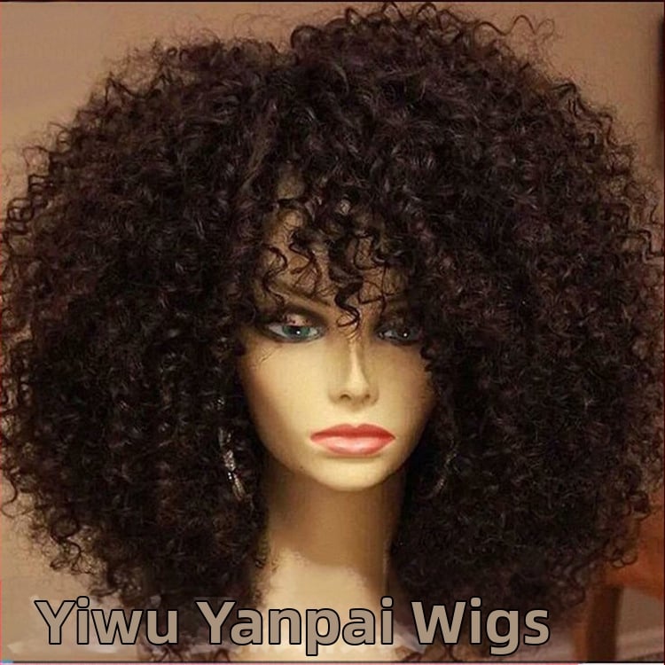 Комплект парик с къси къдрици - екзотичен стил, термоустойчива нишка, реалистичен изглед