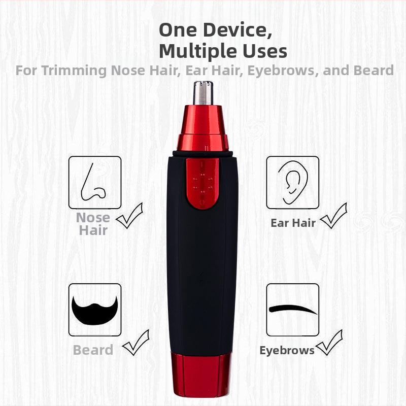Електрически тример за носни косми за мъже – ABS корпус, сменяема и миеща се глава за рязане, захранване с батерия
