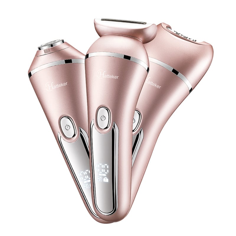 Hatteker epilator electric 3 în 1 pentru femei – pentru întreg corpul, cap de tăiere din oțel inox, corp din ABS, utilizare umedă și uscată