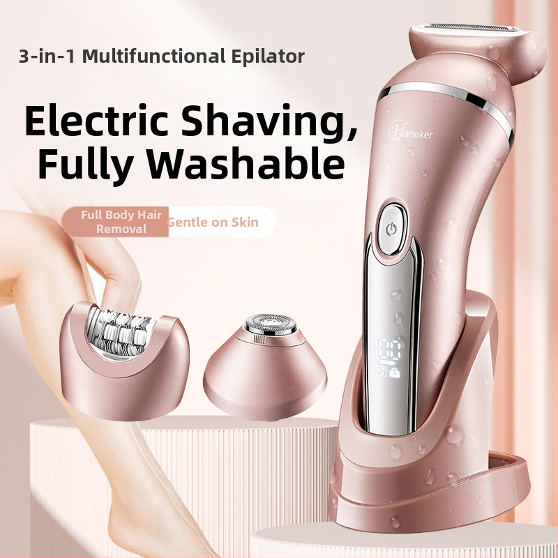 Hatteker 3-в-1 електрически епилатор за жени – за цялото тяло, глава от неръждаема стомана, ABS корпус, мокро и сухо ползване
