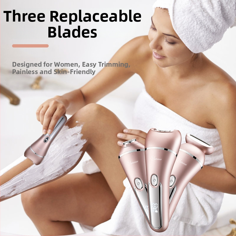 Hatteker 3-в-1 електрически епилатор за жени – за цялото тяло, глава от неръждаема стомана, ABS корпус, мокро и сухо ползване