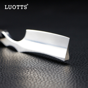 LUOTTS Държач за бръснач от ебоново дърво и неръждаема стомана, винтидж стил за фризьорски и бръснарски инструменти, 56 g, персонализирана опаковка и лого