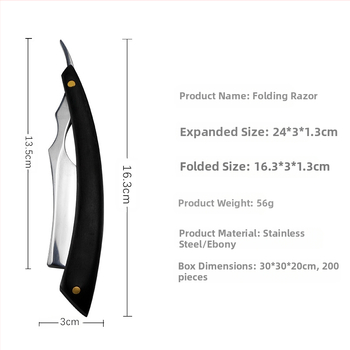 LUOTTS Държач за бръснач от ебоново дърво и неръждаема стомана, винтидж стил за фризьорски и бръснарски инструменти, 56 g, персонализирана опаковка и лого