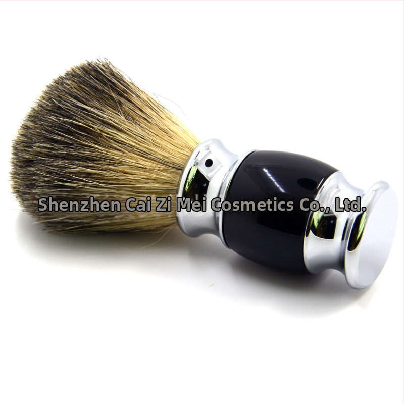 Βούρτσα ξυρίσματος με τρίχες από ζωικό τρίχωμα, μεταλλική λαβή, κοντή ράβδος, μήκος τριχών 5 cm, συνολικό μήκος 10,8 cm