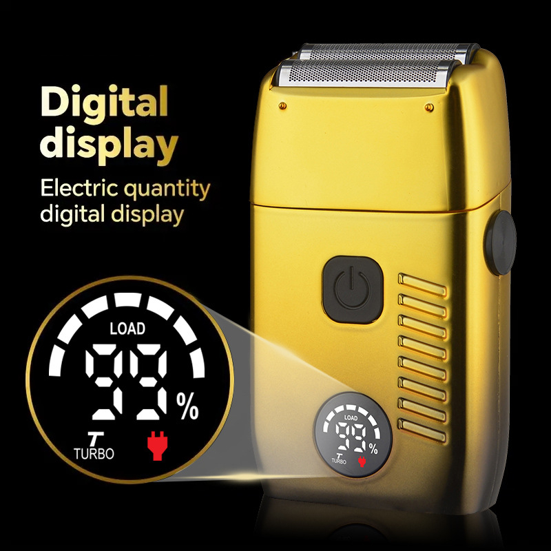 Ηλεκτρική ξυριστική μηχανή με αιωρούμενη κεφαλή, διπλές λεπίδες με κίνηση εμπρός-πίσω, 60 λεπτά αυτονομία, φόρτιση USB, ενσωματωμένη μπαταρία 500–800 mAh.