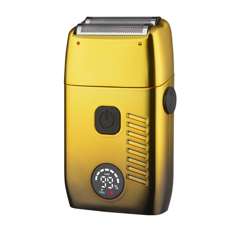 Ηλεκτρική ξυριστική μηχανή με αιωρούμενη κεφαλή, διπλές λεπίδες με κίνηση εμπρός-πίσω, 60 λεπτά αυτονομία, φόρτιση USB, ενσωματωμένη μπαταρία 500–800 mAh.