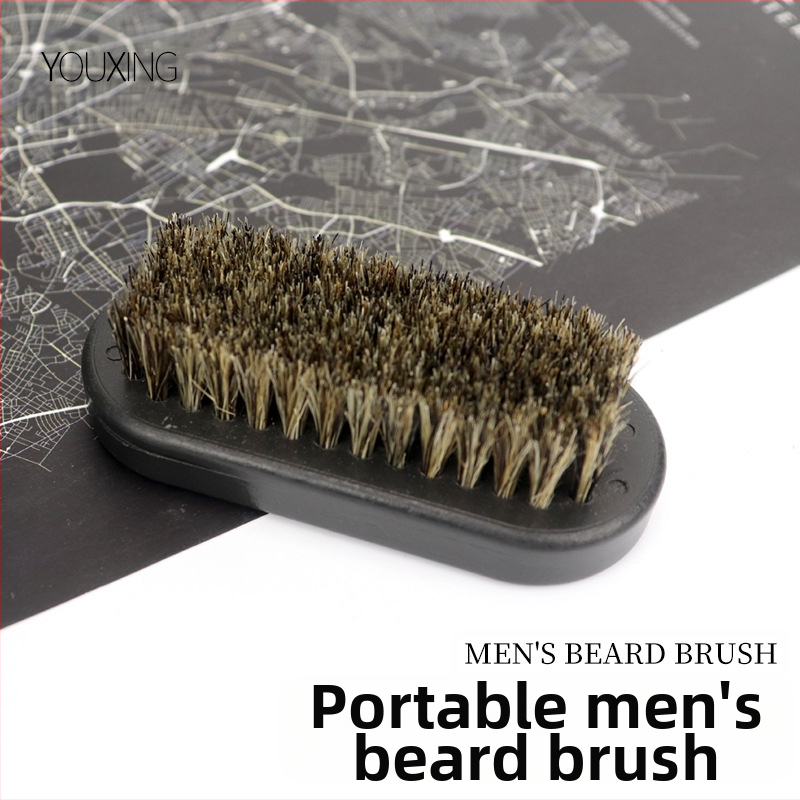 Barzdos šepetėlis, nešiojamas su plastine rankena, 1 vnt, medžiaga: derva + šereliai, šerelių ilgis 3 cm