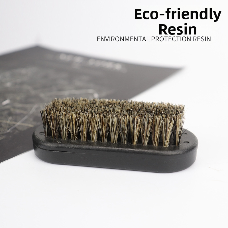 Четка за брада, портативна с пластмасова дръжка, 1 бр., смола + четина, дължина на четината 3 см