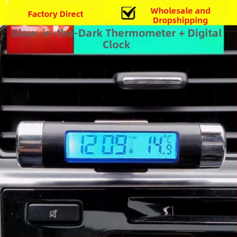 Elektroninis automobilio temperatūros ir drėgmės matuoklis su šviesiu LCD ekranu ir reguliuojamu kampu