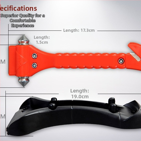Автомобилен спасителен чук 2-в-1, твърд корпус (Марка: Zhuo Cheng; Материал: ABS и неръждаема стомана; Персонализиране: Да; Тегло: 0.17 кг)