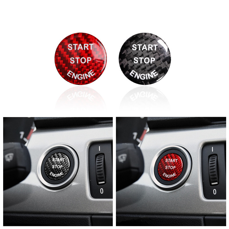 BMW karbona šķiedras dekoratīvs taustiņa iedarbināšanas uzlīme - bez logotipa, bez pielāgošanas, saderīgs ar BMW modeļiem