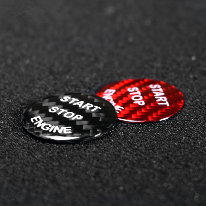 BMW karbona šķiedras dekoratīvs taustiņa iedarbināšanas uzlīme - bez logotipa, bez pielāgošanas, saderīgs ar BMW modeļiem