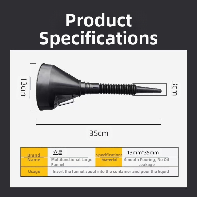 Odelovací lievik, pružný, kuželovitý, plastový; Značka: Dong bridge; Materiál: Plast; Spracovanie a prispôsobenie: Áno; Súkromné značky: Áno