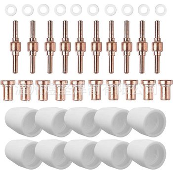 Skup mlaznica za plazma rezanje: produljena PT-31 elektroda; mlaznica; keramička mlaznica; razdjelnik (70-dijelni skup)