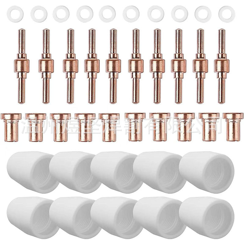 Skup mlaznica za plazma rezanje: produljena PT-31 elektroda; mlaznica; keramička mlaznica; razdjelnik (70-dijelni skup)