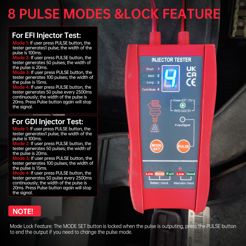 Детектор за горивни инжектори и инструмент за почистване IT-920, 12V система за диагностика, захранване 6-16V