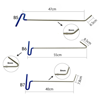 Комплект за ремонт на вдлъбнатини по автомобил с кука и лост, модел 0012, 28 части, нетно тегло 3,8 кг