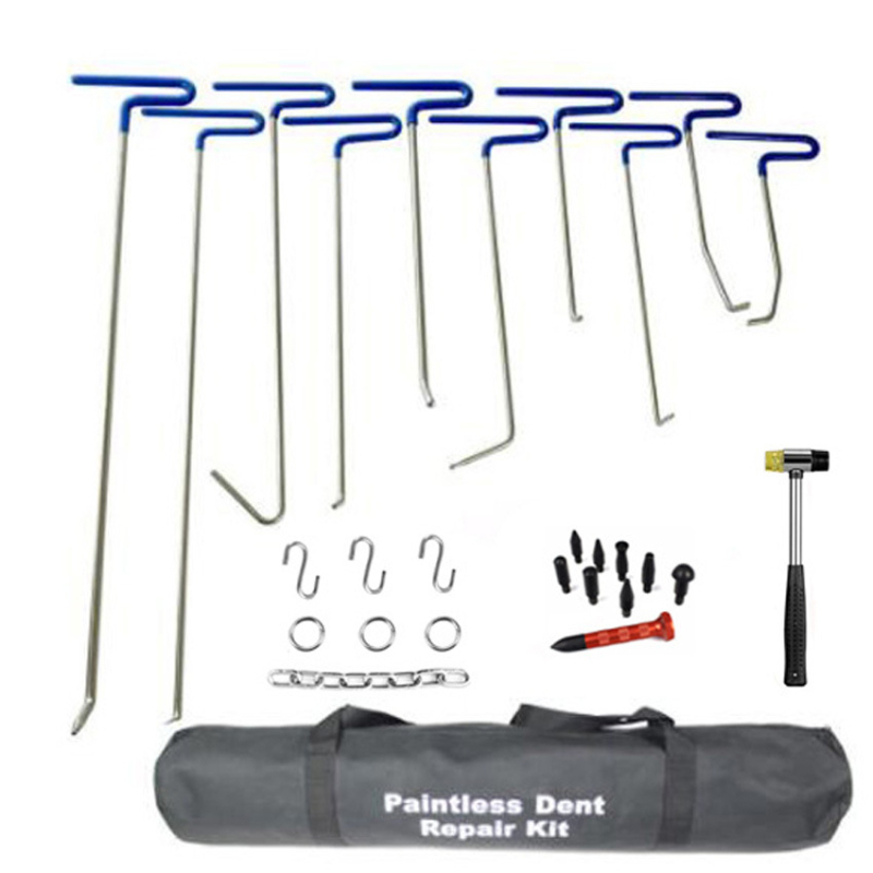 Комплект за ремонт на вдлъбнатини по автомобил с кука и лост, модел 0012, 28 части, нетно тегло 3,8 кг