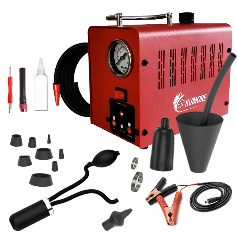 Automašīnas dūmu noplūdes detektors motoru ieplūdes un izplūdes sistēmai ar manometru Kumore KSD202